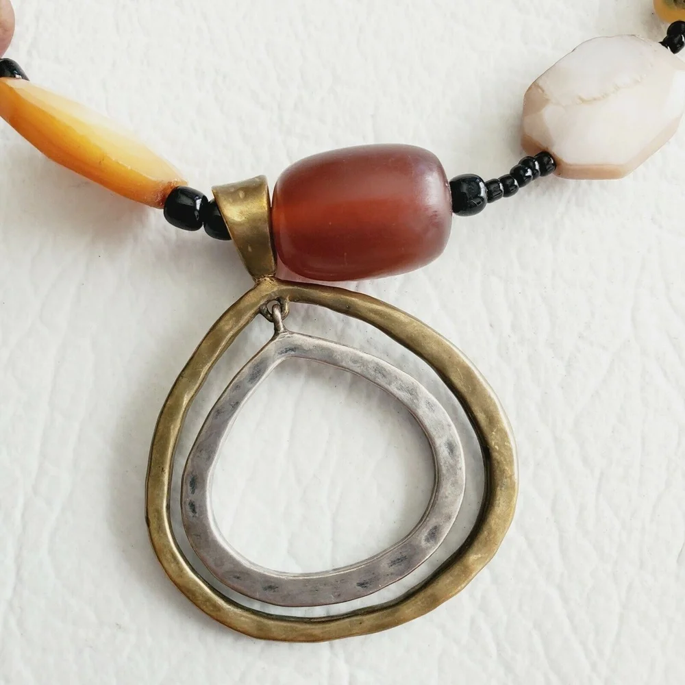 SILPADA Sterling Silver Bronze Shell Horn Bead Necklace Lobster Clasp N1787 - Picture 3 of 6